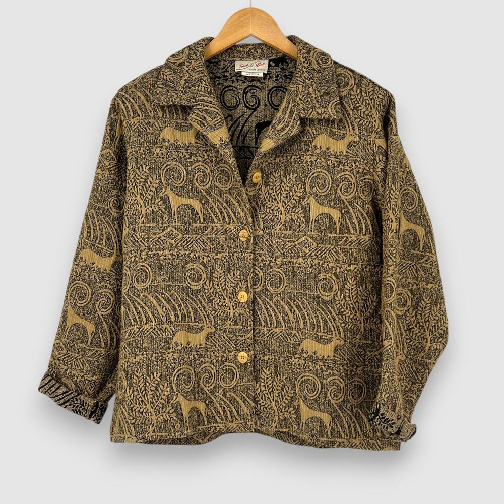 80s Vintage Impala Animal & Nature Print Tapestry Jacket Medium - Picture 1 of 6